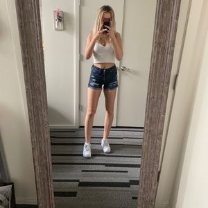 American Eagle Dark Wash Distressed Shorts